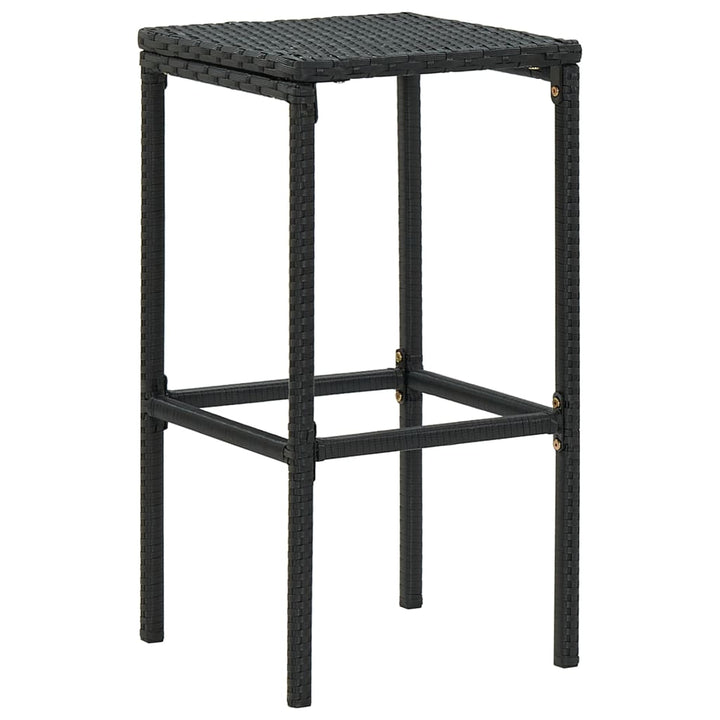 barstole med hynder 6 stk. polyrattan sort