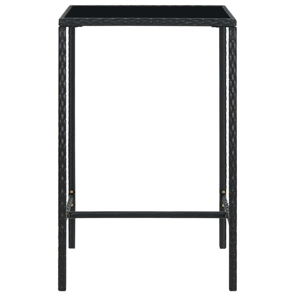 barbord til haven 70x70x110 cm polyrattan og glas sort