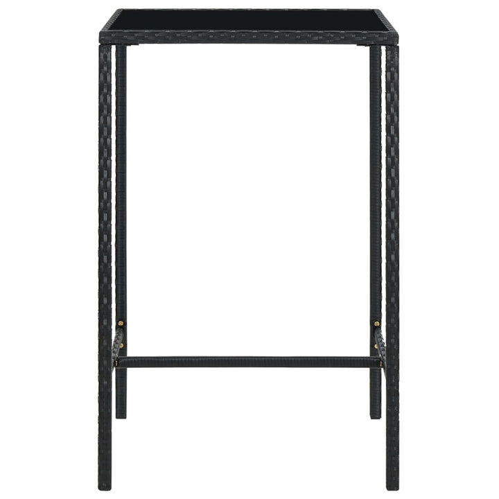 barbord til haven 70x70x110 cm polyrattan og glas sort