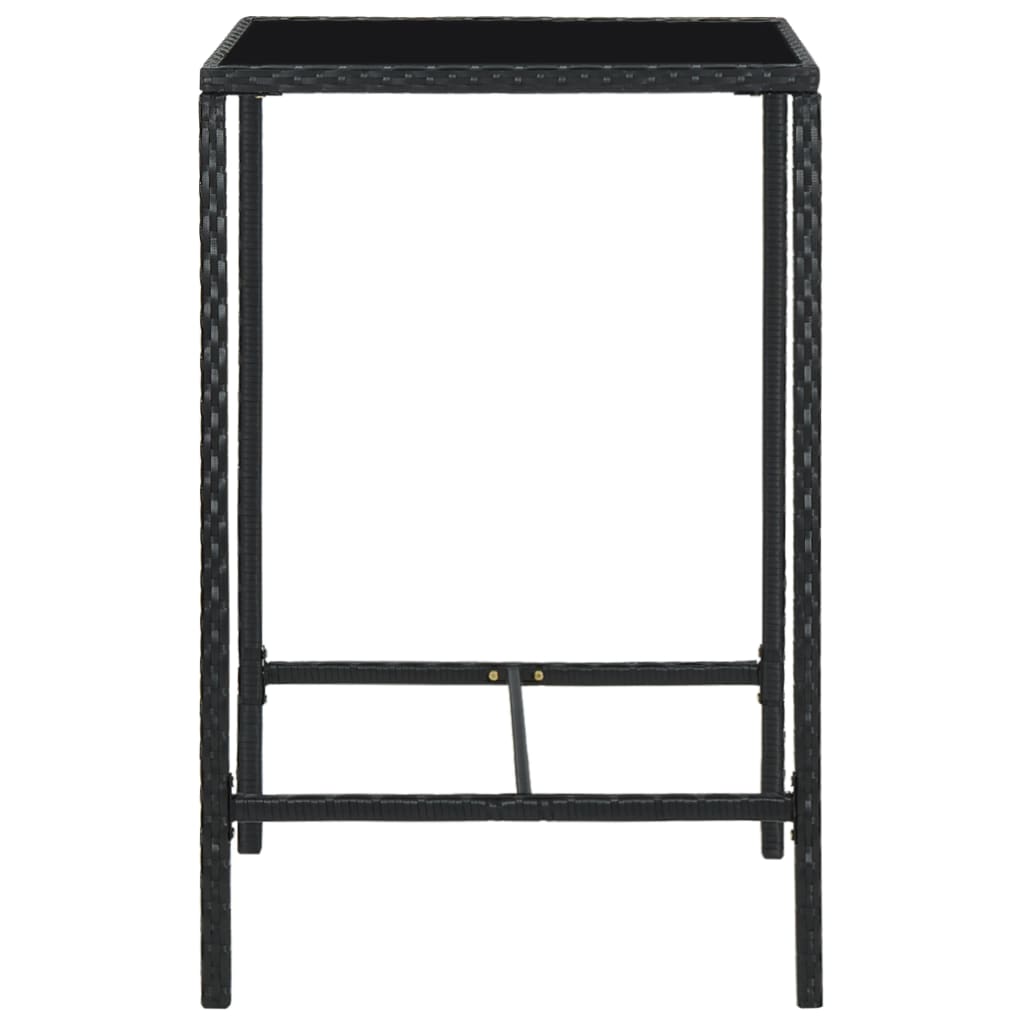 barbord til haven 70x70x110 cm polyrattan og glas sort