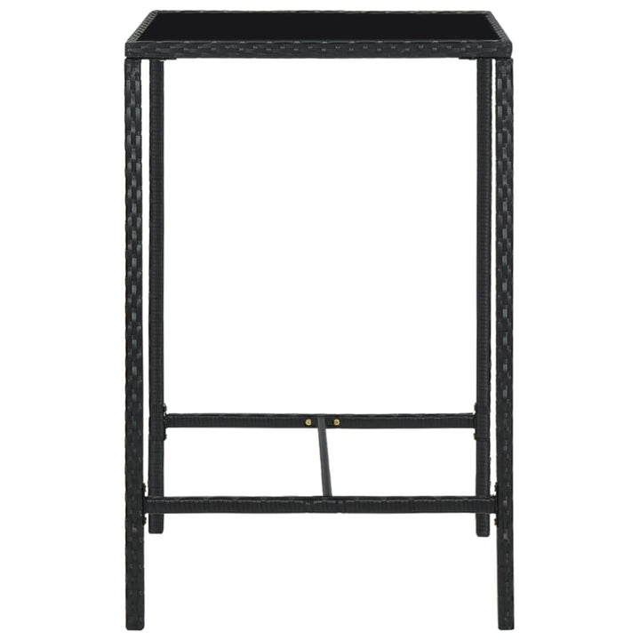 barbord til haven 70x70x110 cm polyrattan og glas sort