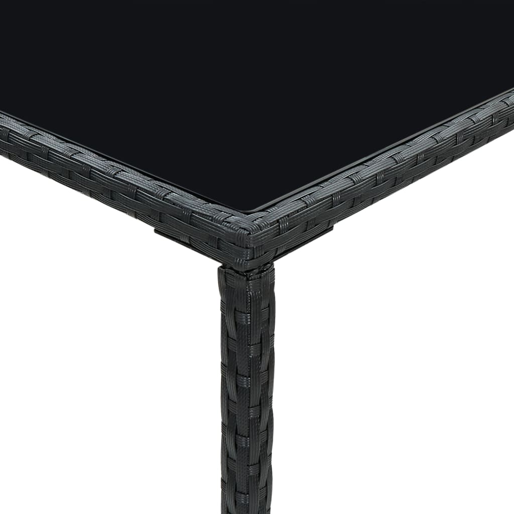 barbord til haven 70x70x110 cm polyrattan og glas sort