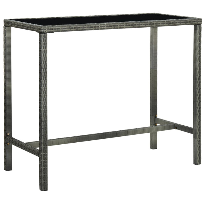barbord til haven 130x60x110 cm polyrattan og glas grå