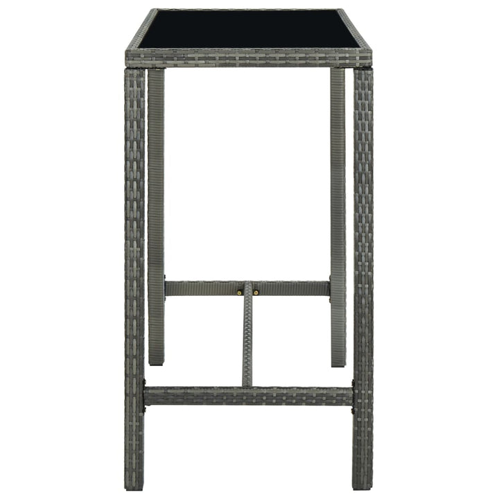barbord til haven 130x60x110 cm polyrattan og glas grå