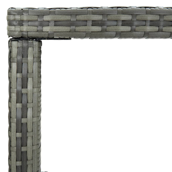 barbord til haven 130x60x110 cm polyrattan og glas grå
