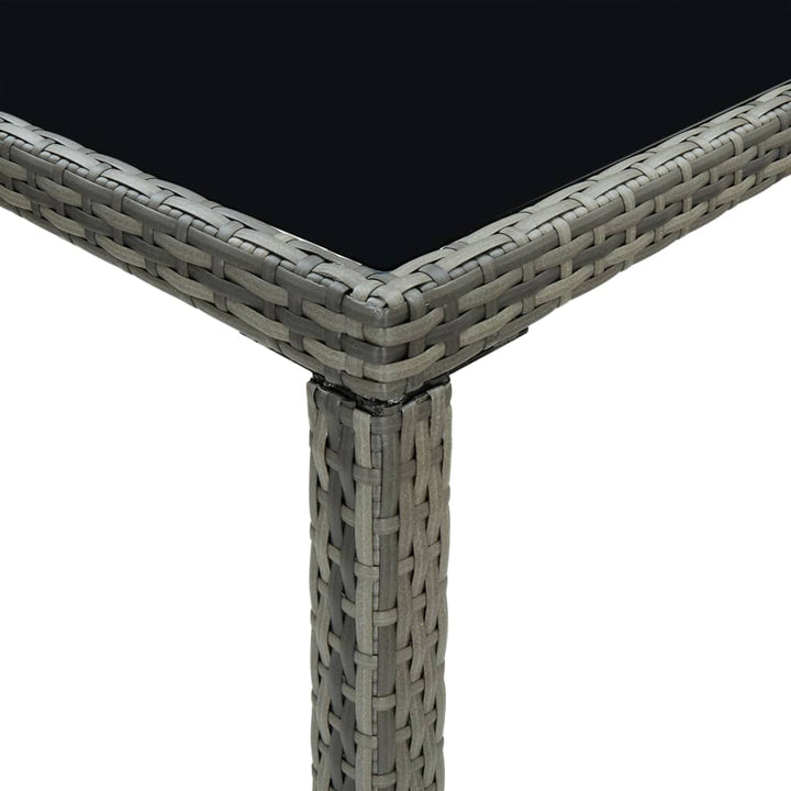 barbord til haven 130x60x110 cm polyrattan og glas grå