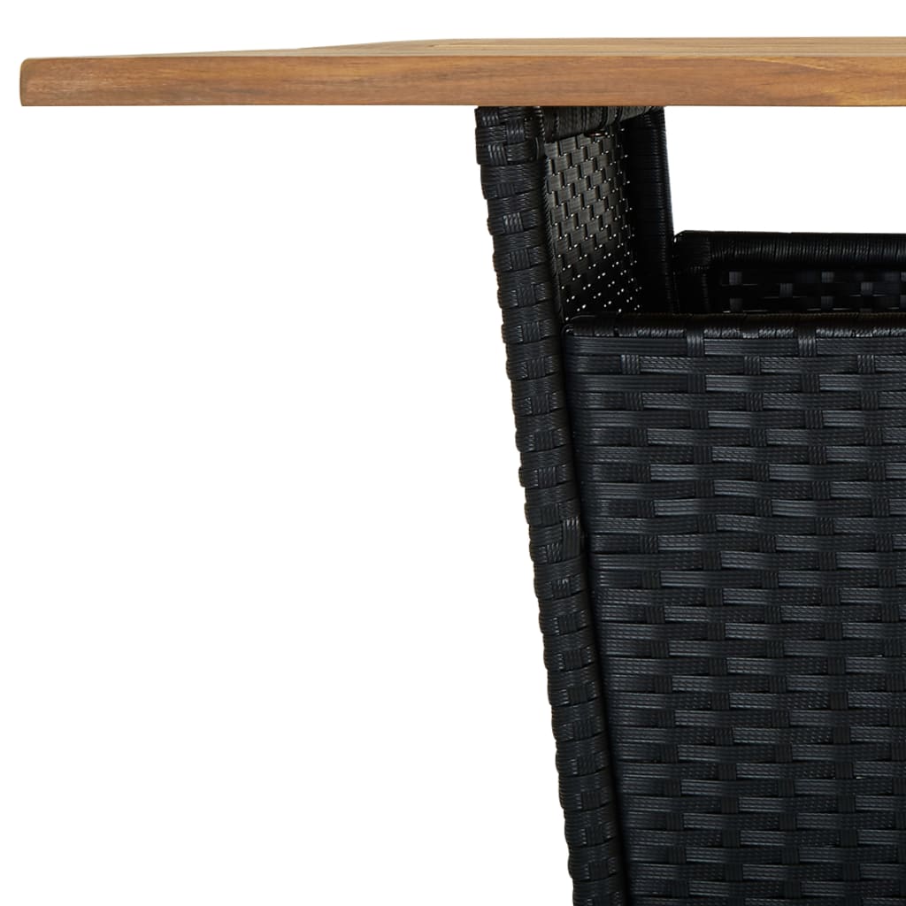 barbord 80x80x110 cm polyrattan og massivt akacietræ sort