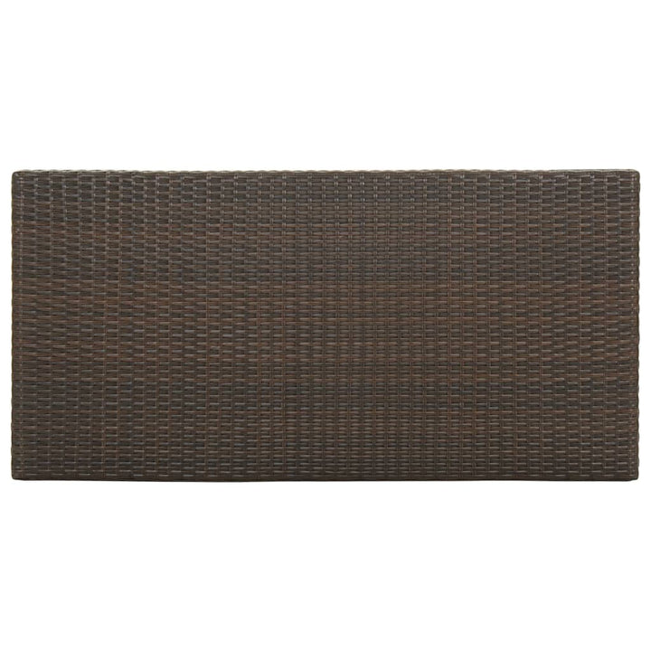 barbord med opbevaringsstativ 120x60x110 cm polyrattan brun