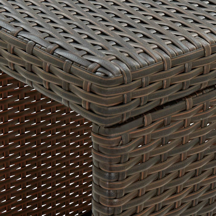 barbord med opbevaringsstativ 120x60x110 cm polyrattan brun