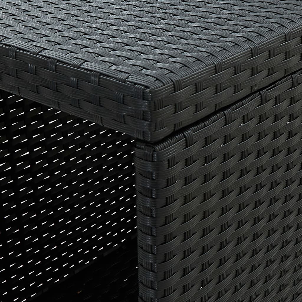 barbord med opbevaringsstativ 120x60x110 cm polyrattan sort