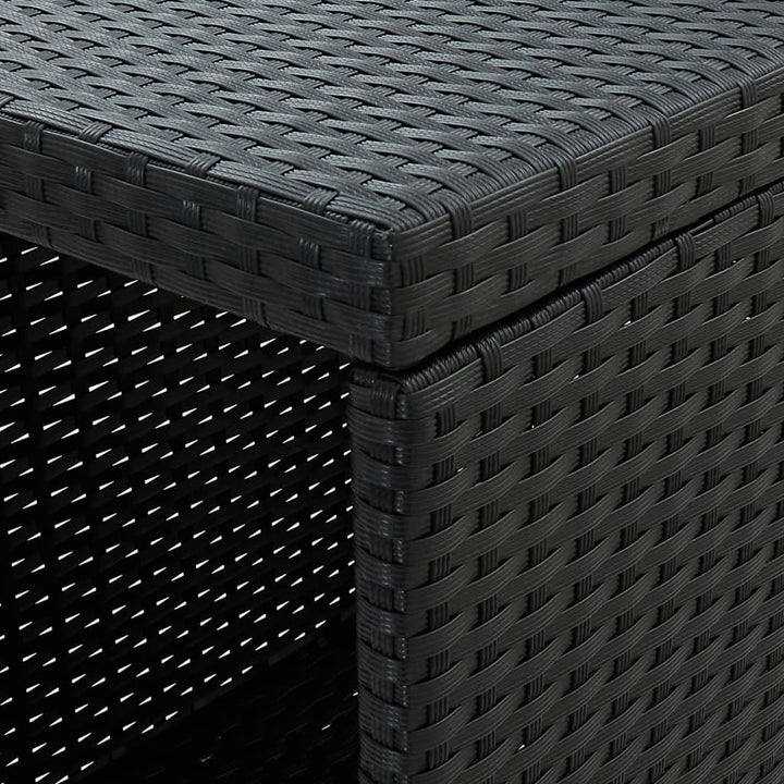 barbord med opbevaringsstativ 120x60x110 cm polyrattan sort