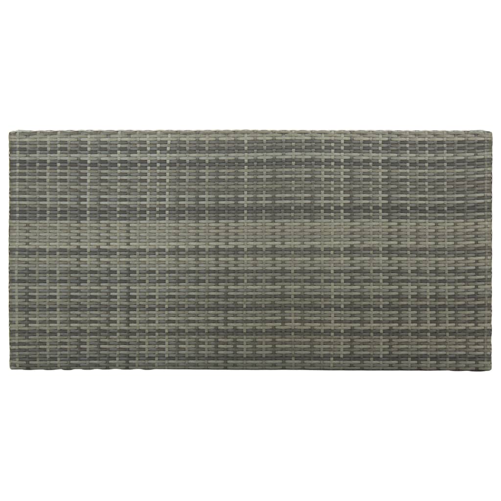 barbord med opbevaringsstativ 120x60x110 cm polyrattan grå