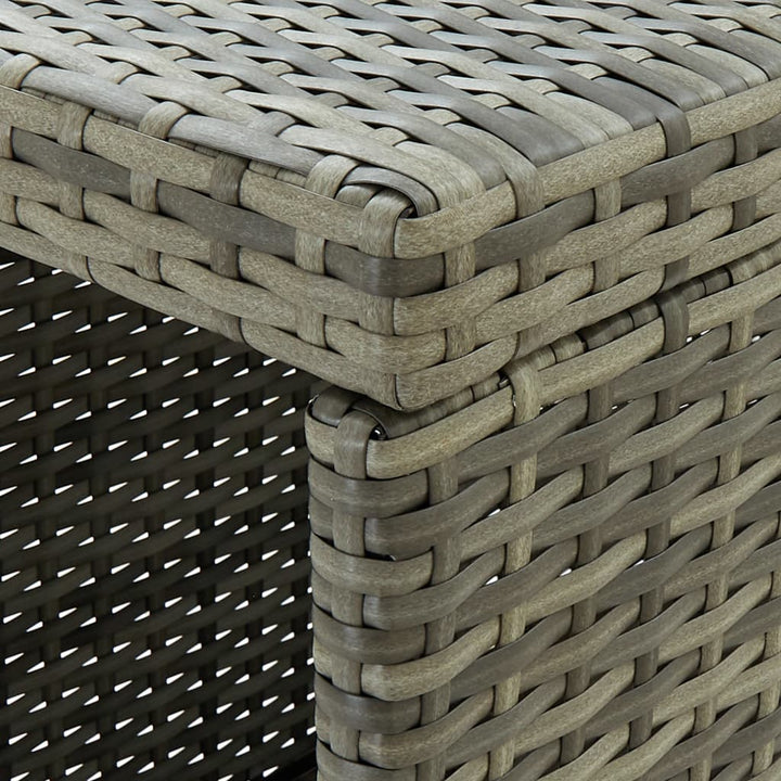 barbord med opbevaringsstativ 120x60x110 cm polyrattan grå