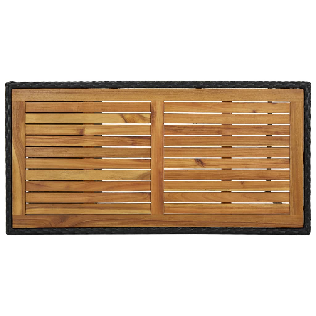 barbord med opbevaringsstativ 120x60x110 cm polyrattan sort