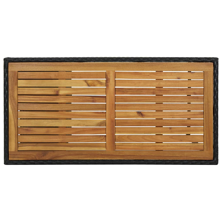 barbord med opbevaringsstativ 120x60x110 cm polyrattan sort