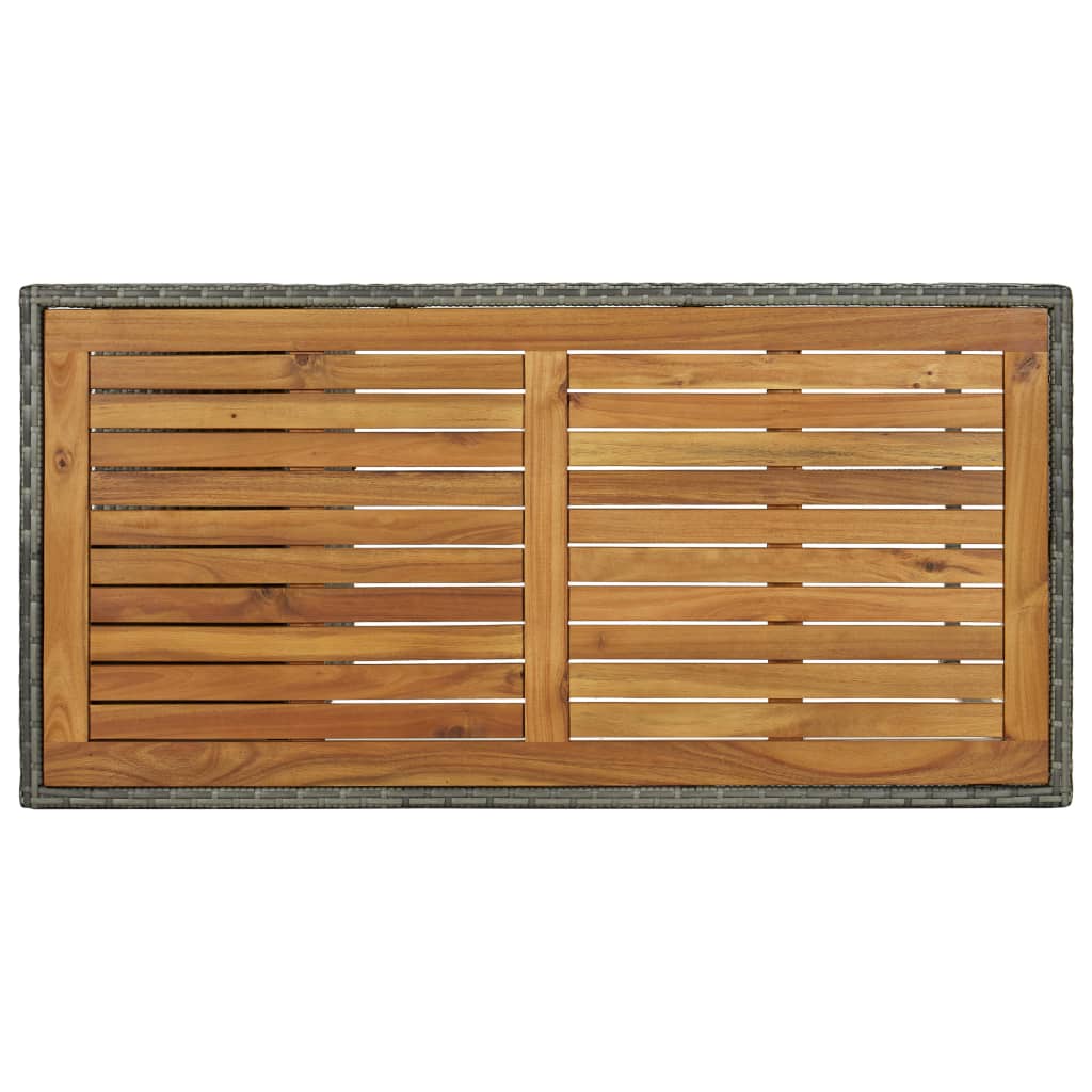 barbord med opbevaringsstativ 120x60x110 cm polyrattan grå