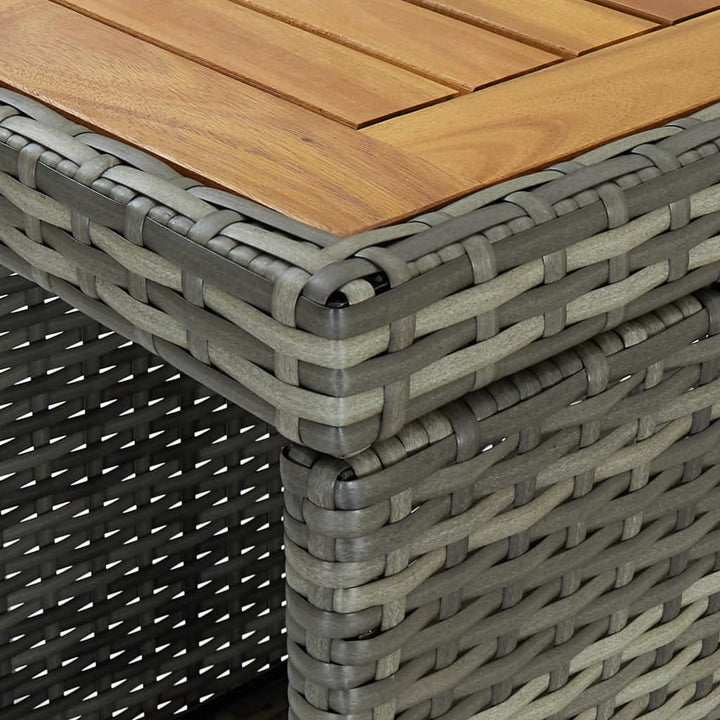 barbord med opbevaringsstativ 120x60x110 cm polyrattan grå