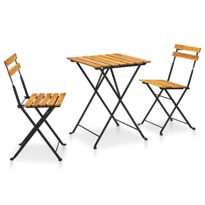 foldbart bistrosæt 3 dele massivt akacietræ