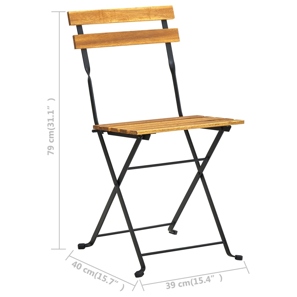 foldbare bistrostole 4 stk. massivt akacietræ