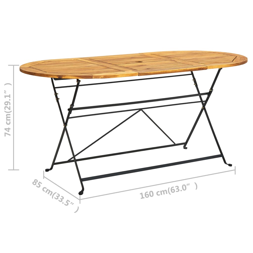 havebord 160x85x74 cm massivt akacietræ oval