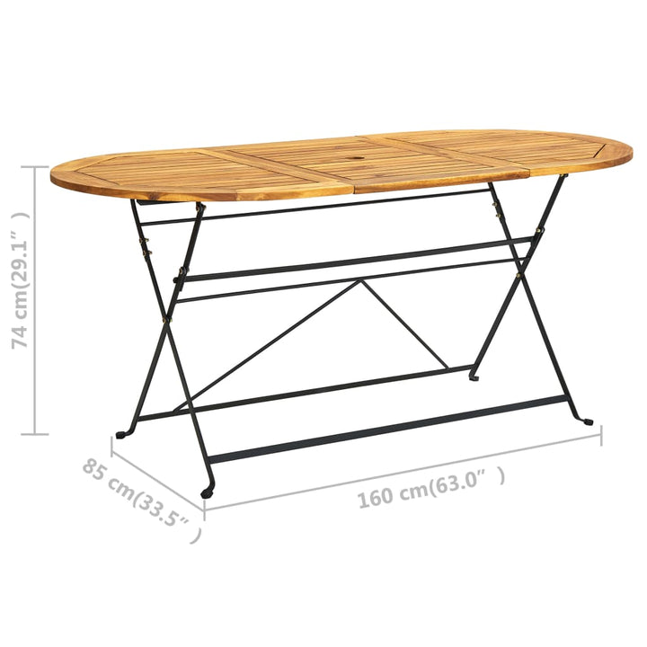 havebord 160x85x74 cm massivt akacietræ oval