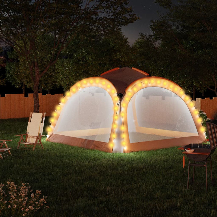 festtelt med LED og 4 sidevægge 3,6x3,6x2,3 m grå og orange