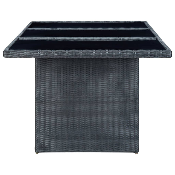 havebord polyrattan og hærdet glas mørkegrå