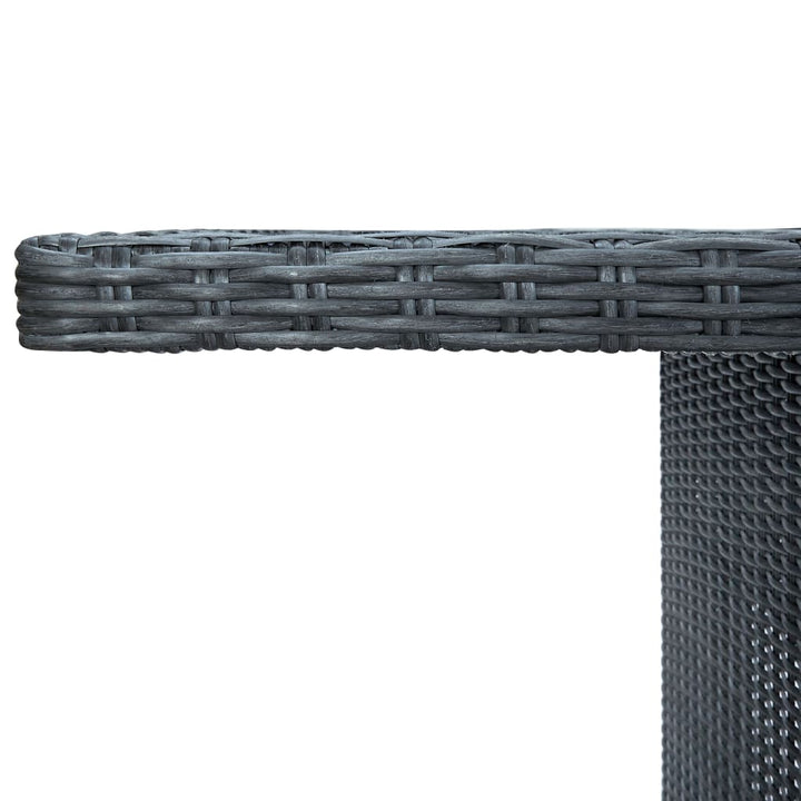 havebord polyrattan og hærdet glas mørkegrå