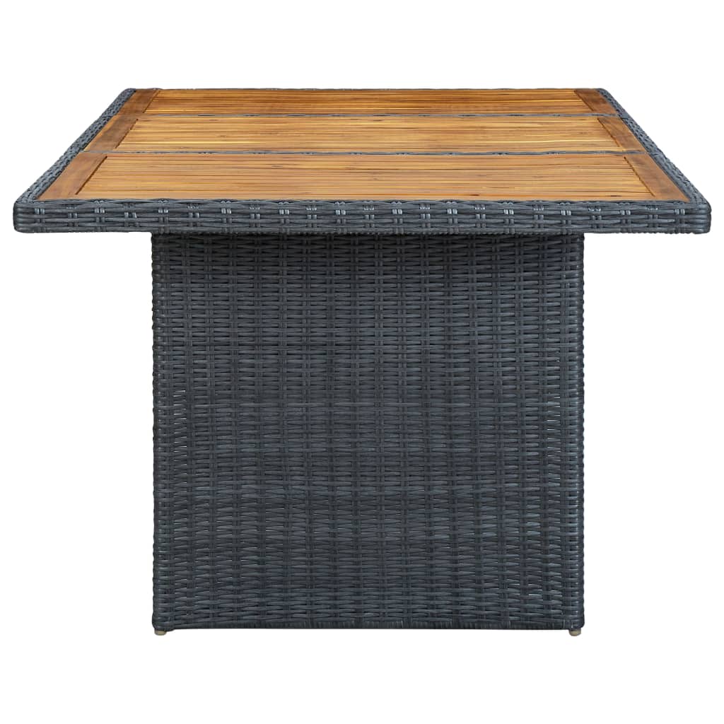 havebord polyrattan og massivt akacietræ mørkegrå