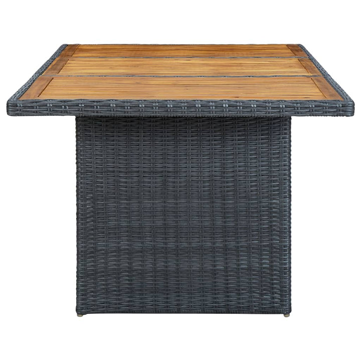 havebord polyrattan og massivt akacietræ mørkegrå