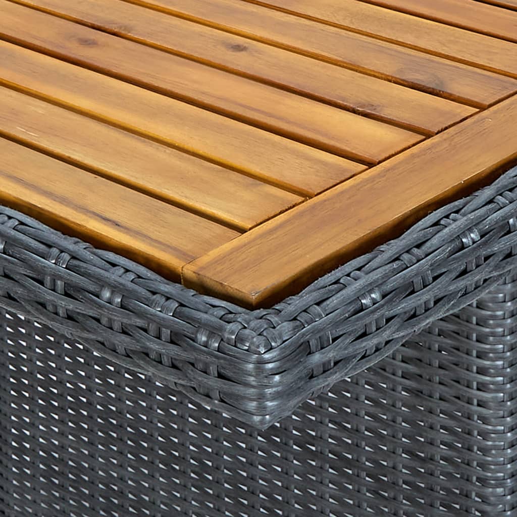 havebord polyrattan og massivt akacietræ mørkegrå