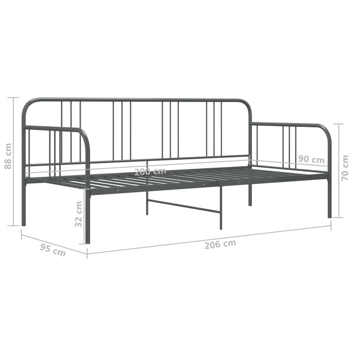 sengestel til udtræksseng 90x200 cm metal grå