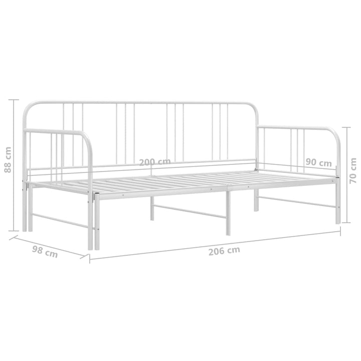 sengestel til udtræksseng 90x200 cm metal hvid