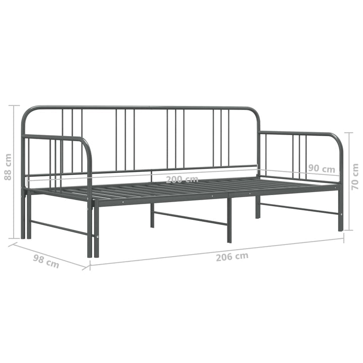 sengestel til udtræksseng 90x200 cm metal grå