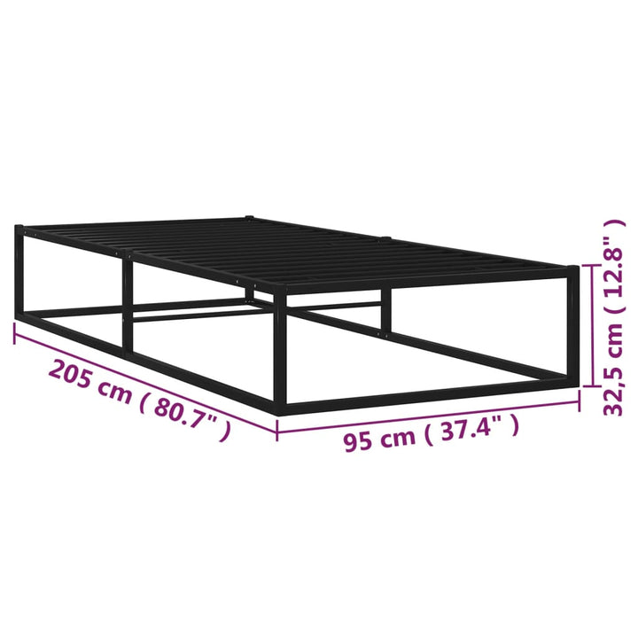 sengestel 90x200 cm metal sort