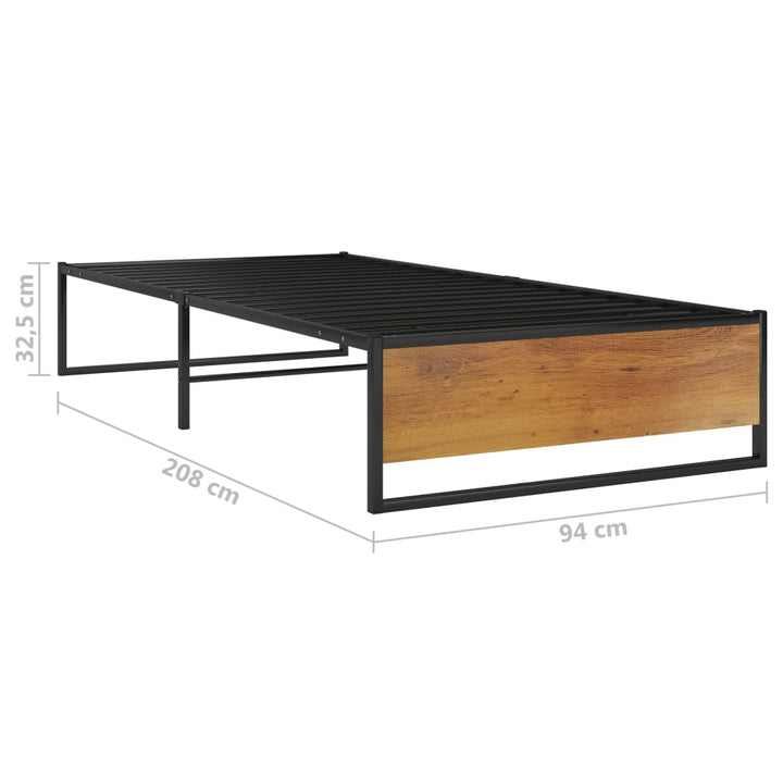 sengestel 90x200 cm metal sort