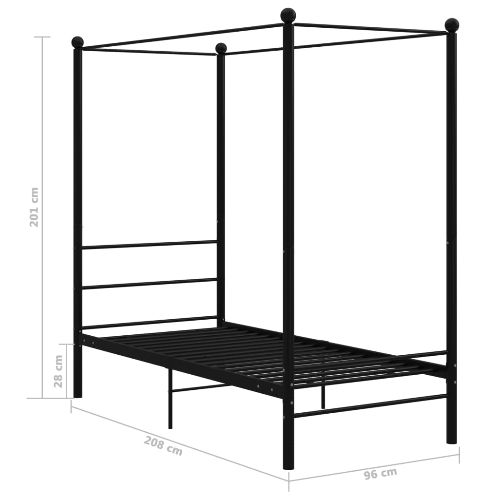 sengestel til himmelseng 90x200 cm metal sort