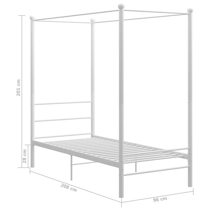 sengestel til himmelseng 90x200 cm metal hvid