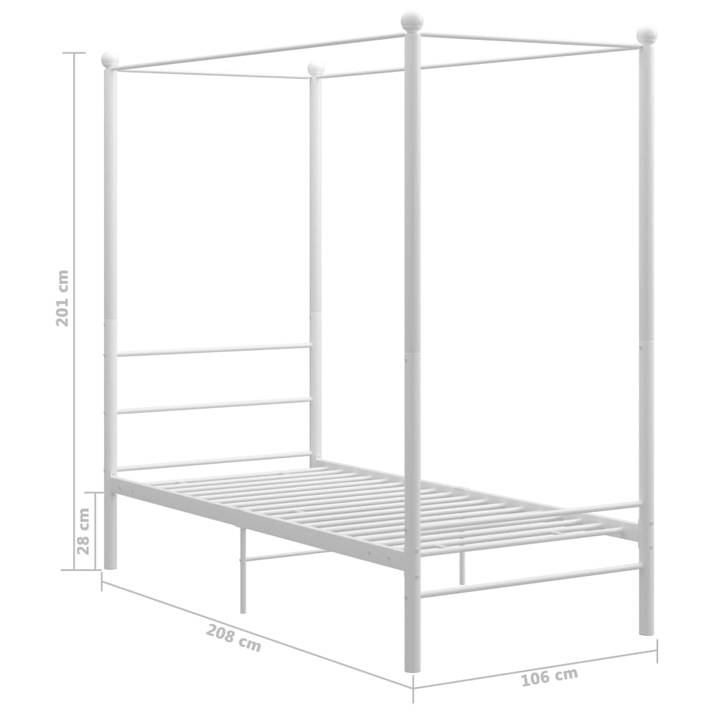 sengestel til himmelseng 100x200 cm metal hvid