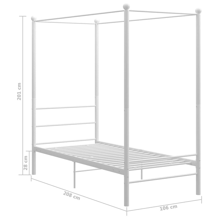 sengestel til himmelseng 100x200 cm metal hvid