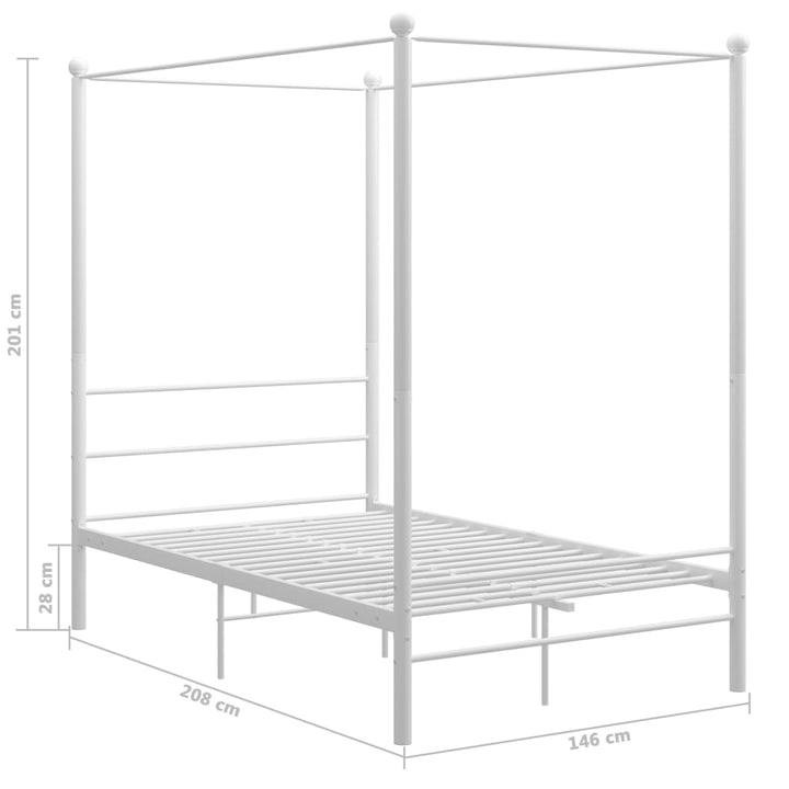 sengestel til himmelseng 140x200 cm metal hvid