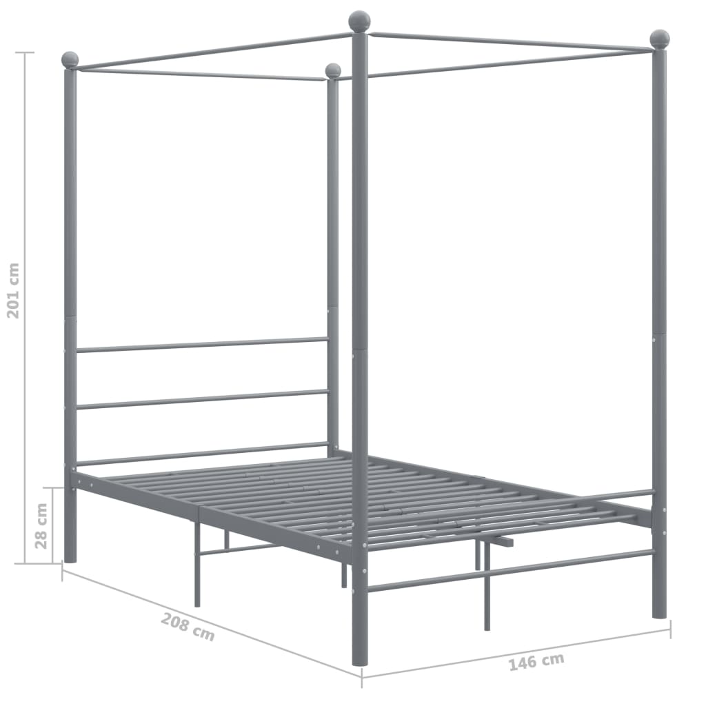 sengestel til himmelseng 140x200 cm metal grå
