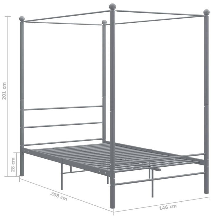 sengestel til himmelseng 140x200 cm metal grå
