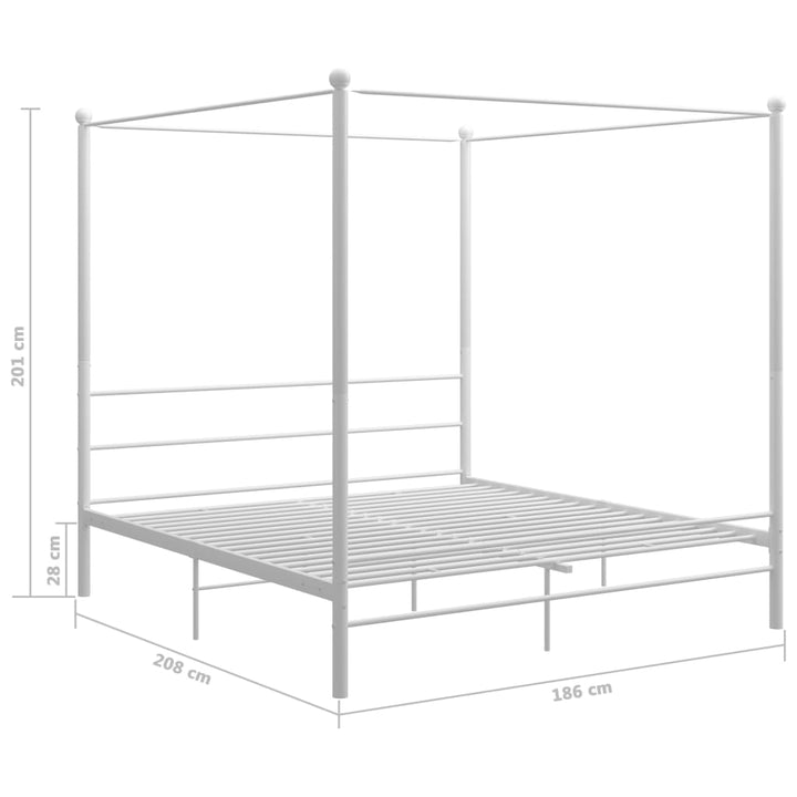 sengestel til himmelseng 180x200 cm metal hvid