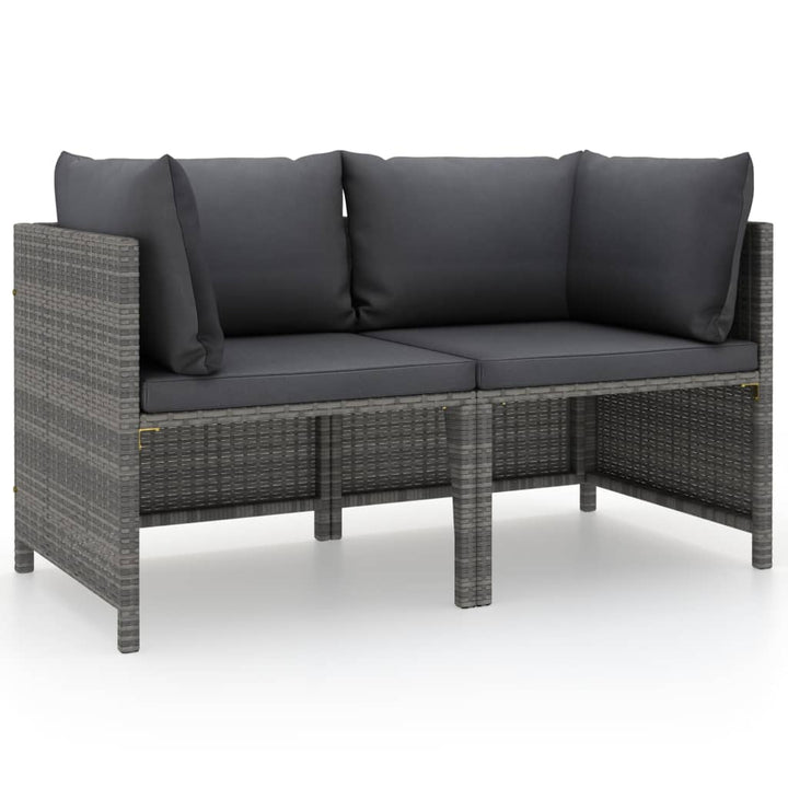 2-personers havesofa med hynder polyrattan grå