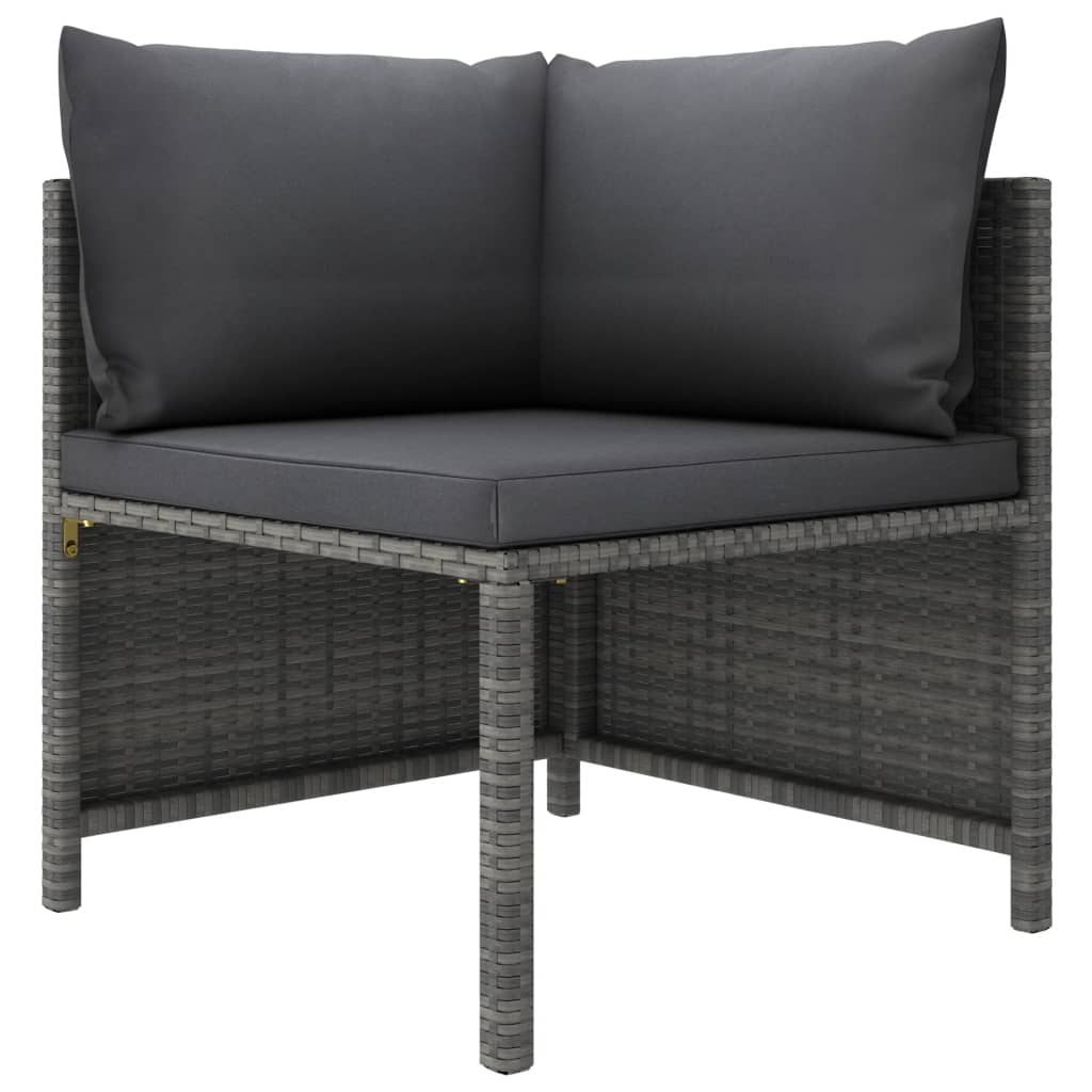 2-personers havesofa med hynder polyrattan grå