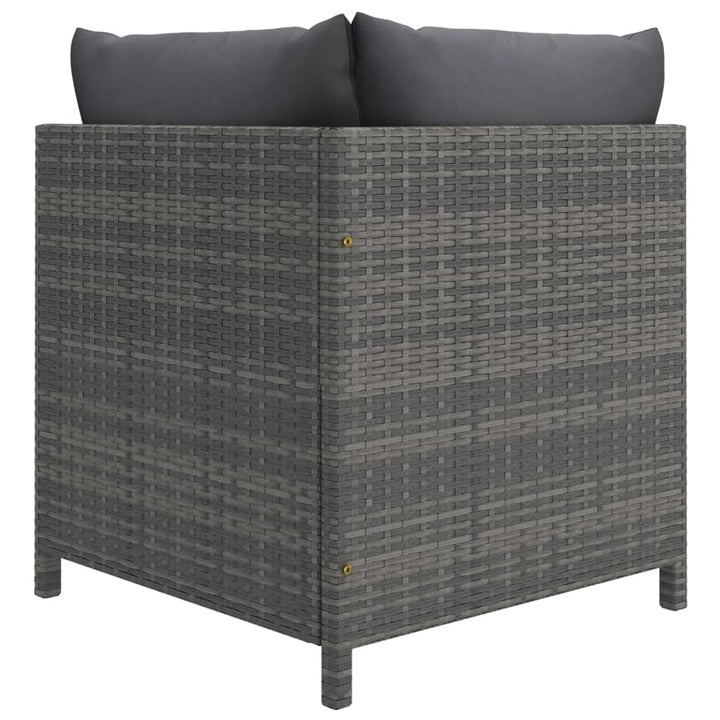 2-personers havesofa med hynder polyrattan grå