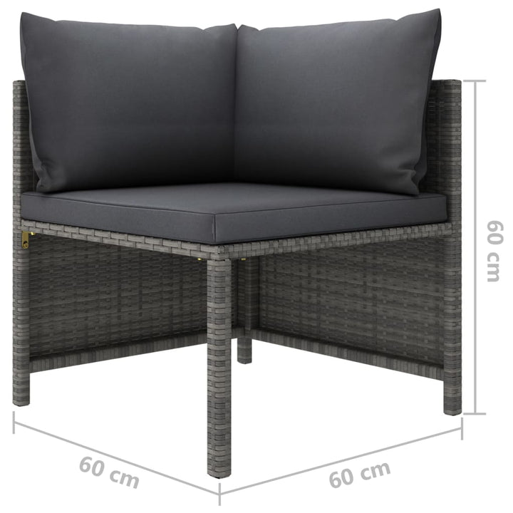 2-personers havesofa med hynder polyrattan grå