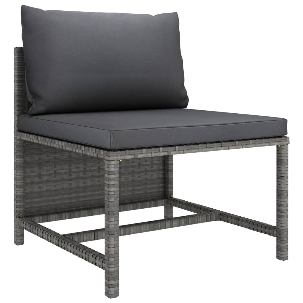 havesofasæt 3 dele med hynder polyrattan grå