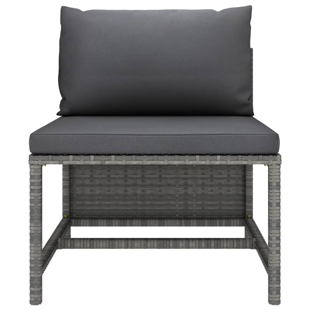 havesofasæt 3 dele med hynder polyrattan grå